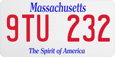 MA license plate 9TU232