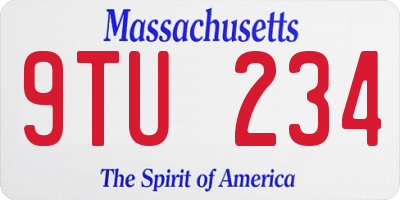 MA license plate 9TU234