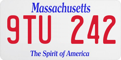 MA license plate 9TU242