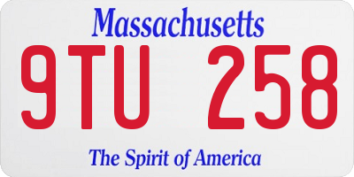 MA license plate 9TU258
