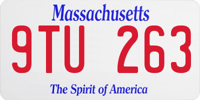 MA license plate 9TU263