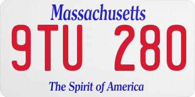 MA license plate 9TU280