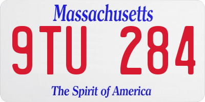 MA license plate 9TU284
