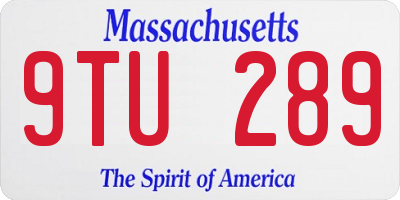 MA license plate 9TU289