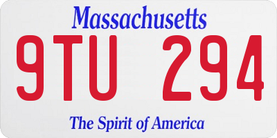 MA license plate 9TU294