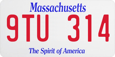 MA license plate 9TU314