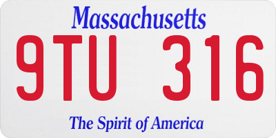 MA license plate 9TU316
