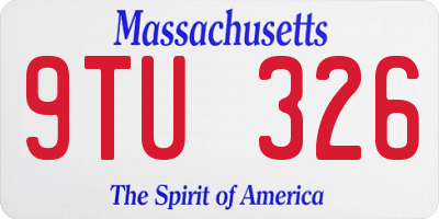 MA license plate 9TU326