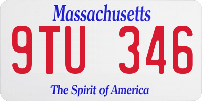 MA license plate 9TU346