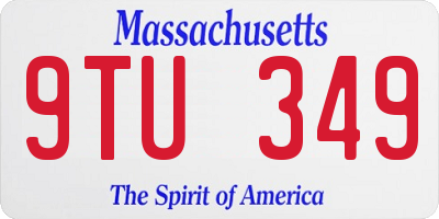 MA license plate 9TU349