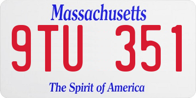 MA license plate 9TU351