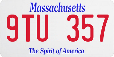MA license plate 9TU357