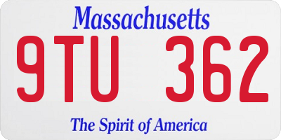 MA license plate 9TU362