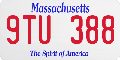 MA license plate 9TU388