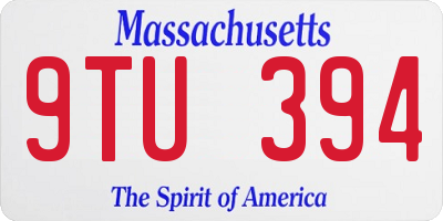 MA license plate 9TU394