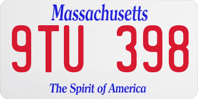 MA license plate 9TU398