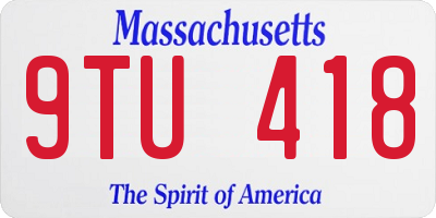 MA license plate 9TU418