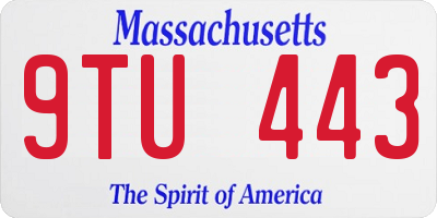 MA license plate 9TU443