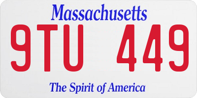 MA license plate 9TU449