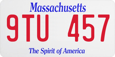 MA license plate 9TU457