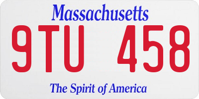 MA license plate 9TU458