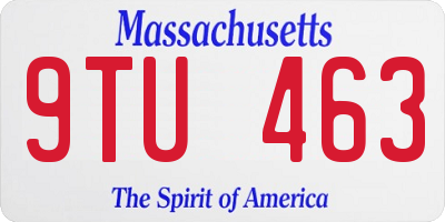 MA license plate 9TU463