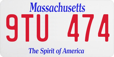 MA license plate 9TU474