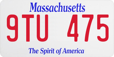 MA license plate 9TU475