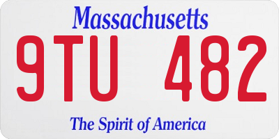 MA license plate 9TU482