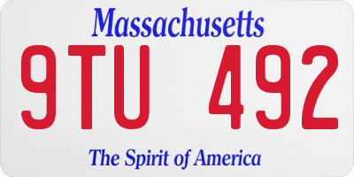 MA license plate 9TU492