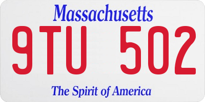 MA license plate 9TU502