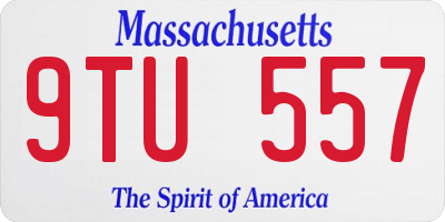 MA license plate 9TU557