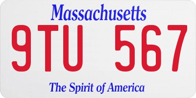 MA license plate 9TU567