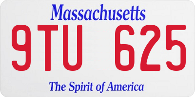 MA license plate 9TU625