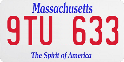 MA license plate 9TU633