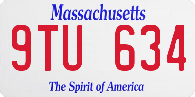 MA license plate 9TU634