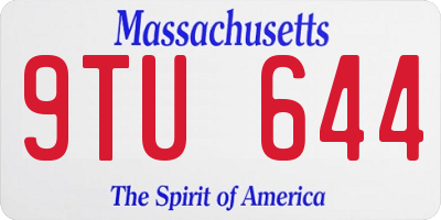 MA license plate 9TU644
