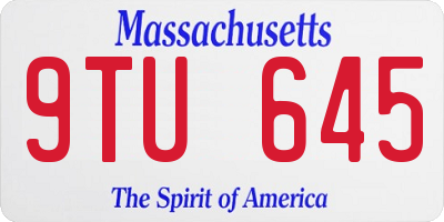 MA license plate 9TU645
