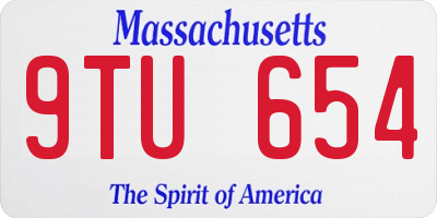 MA license plate 9TU654
