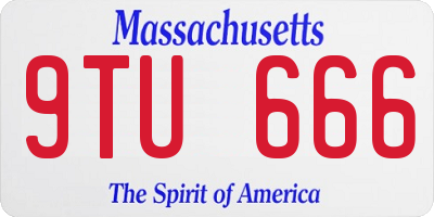 MA license plate 9TU666