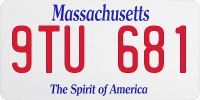 MA license plate 9TU681