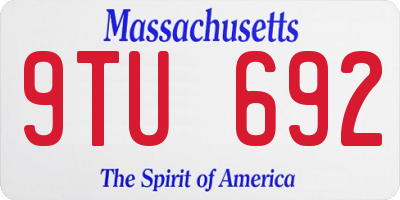 MA license plate 9TU692