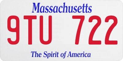 MA license plate 9TU722