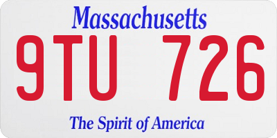MA license plate 9TU726
