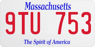 MA license plate 9TU753