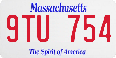 MA license plate 9TU754