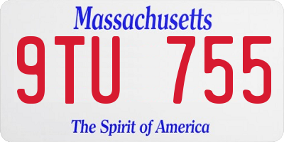 MA license plate 9TU755