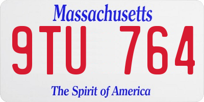 MA license plate 9TU764