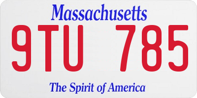 MA license plate 9TU785