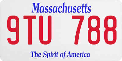 MA license plate 9TU788